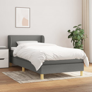 Cama box spring con colchón tela gris oscuro 90x200 cm D