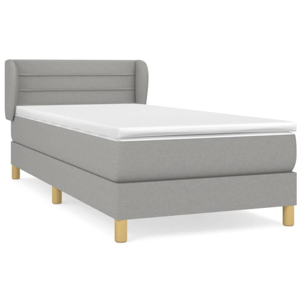 Cama box spring com colchão tecido cinza claro 100x200 cm D