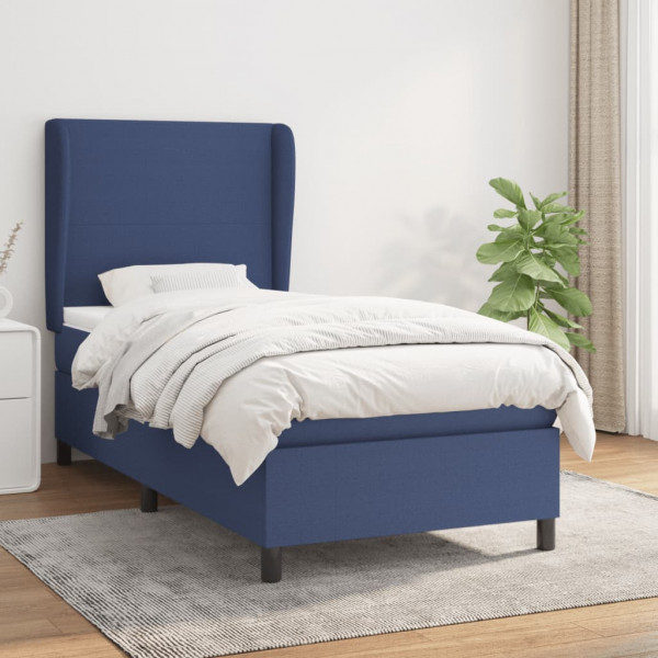Cama box spring com colchão de tecido azul 100x200 cm D