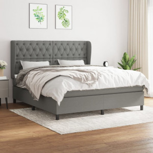 Cama box spring con colchón tela gris oscuro 160x200 cm D