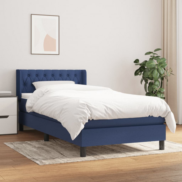 Cama box spring com colchão de tecido azul 100x200 cm D