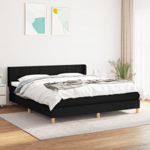 Cama box spring con colchón tela negro 180x200 cm D
