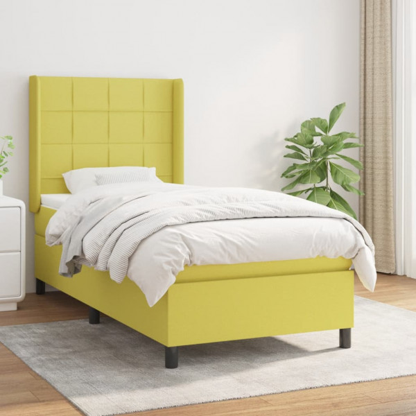 Cama box spring con colchón tela verde 80x200 cm Cama box spring con colchón tela verde 80x200 cm D