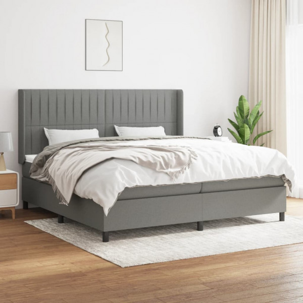 Cama box spring com colchão de tecido cinza escuro 200x200 cm D