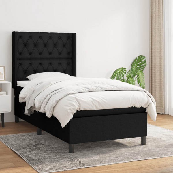 Cama box spring com colchão de tecido preto 80x200 cm D