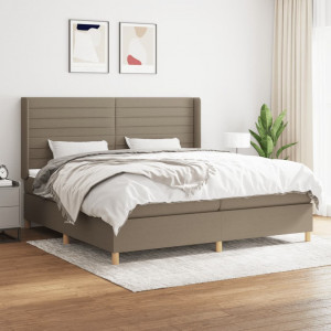 Cama box spring con colchón tela gris taupe 200x200 cm D