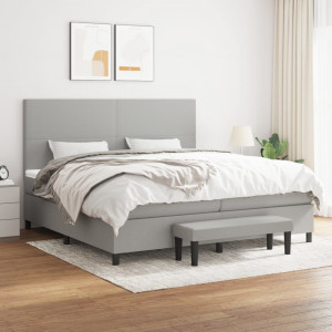 Cama box spring con colchón tela gris claro 200x200 cm D