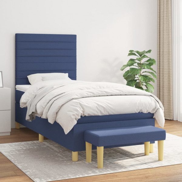 Cama box spring com colchão de tecido azul 90x200 cm D