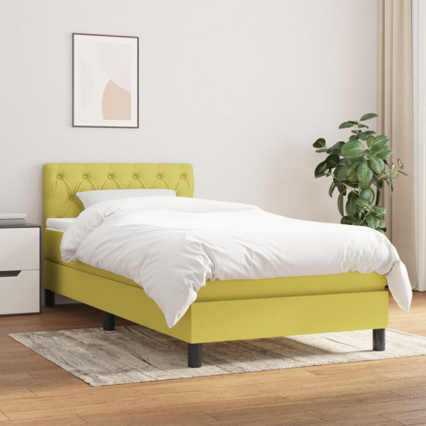 Cama box spring con colchón tela verde 80x200 cm Cama box spring con colchón tela verde 80x200 cm D