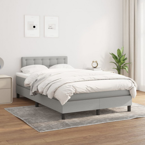 Cama box spring con colchón tela gris claro 120x200 cm D