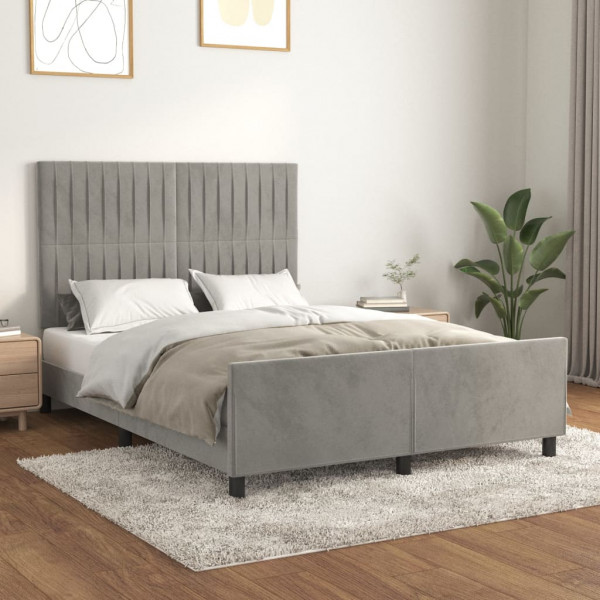 Estructura de cama con cabecero terciopelo gris claro 140x190cm D