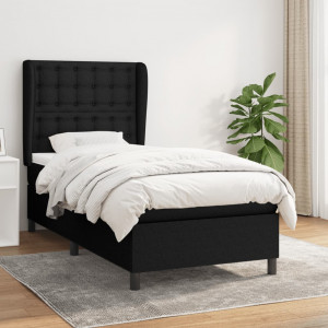 Cama box spring con colchón tela negro 100x200 cm D