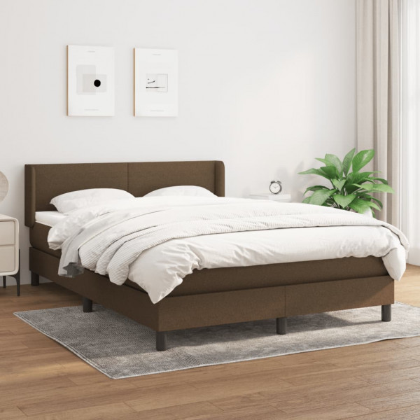Cama box spring com colchão tecido marrom escuro 140x200 cm D