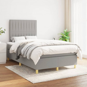 Cama box spring con colchón tela gris claro 120x200 cm D