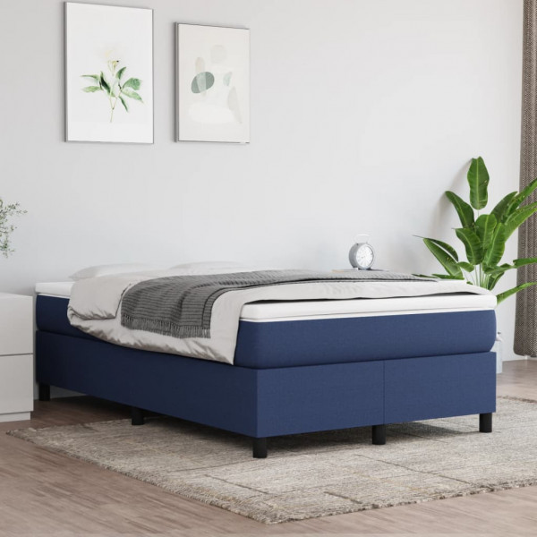 Cama box spring con colchón tela azul 120x200 cm D