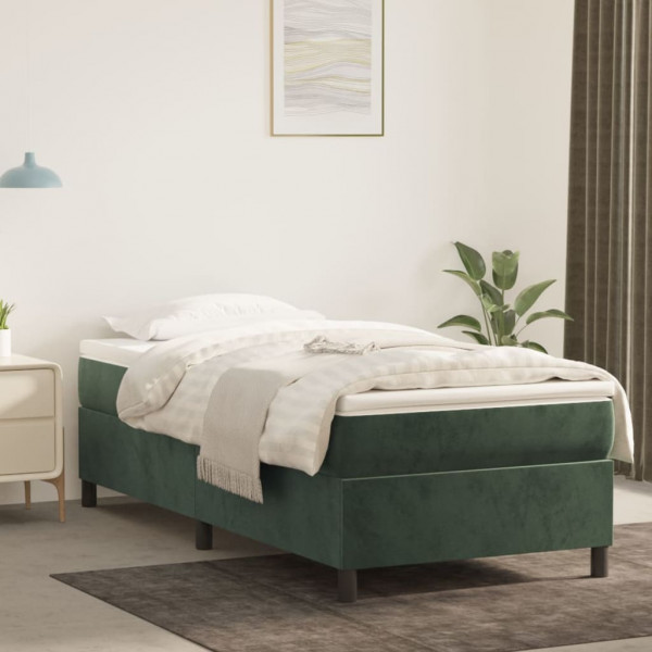 Cama box spring com colchão veludo verde escuro 90x200 cm D