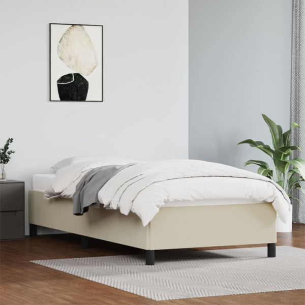 Estructura de cama de cuero sintético color crema 100x200 cm D