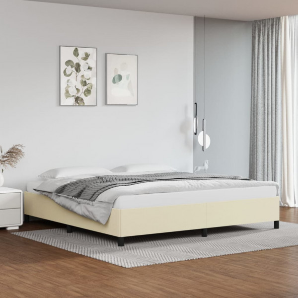 Estructura de cama de cuero sintético color crema 200x200 cm D