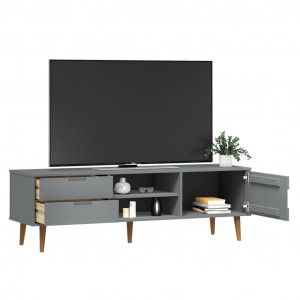 Mueble de TV MOLDE madera maciza de pino gris 158x40x49 cm D