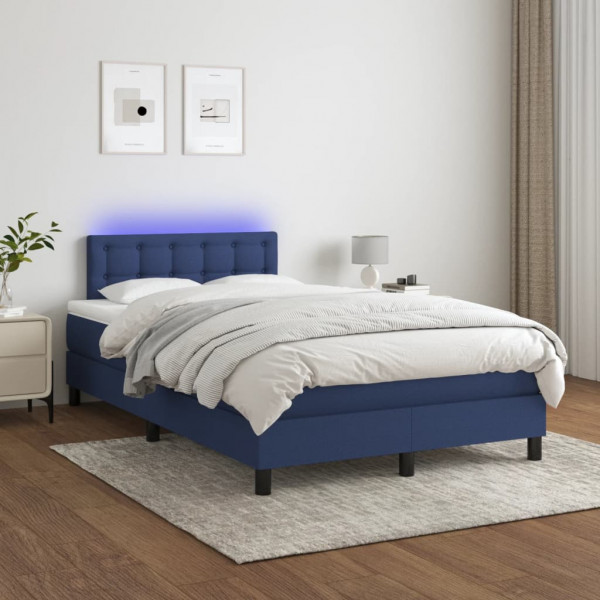 Cama box spring com colchão e tecido LED azul 120x200 cm D