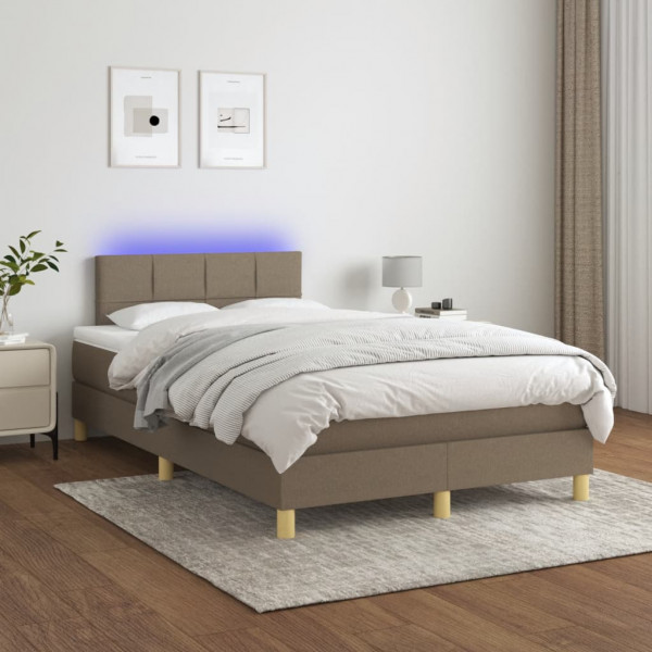 Cama box spring com colchão e tecido LED cinza taupe 120x200 cm D