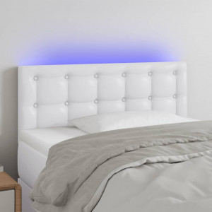 Cabeceira com LED couro sintético branco 100x5x78/88 cm D