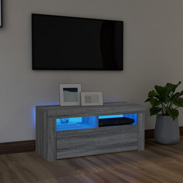 Mueble de TV con luces LED gris Sonoma 90x35x40 cm D