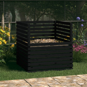 Compostador de madera maciza de pino negro 100x100x102 cm D