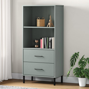 Librería con 2 cajones OSLO madera maciza gris 60x35x128.5 cm D