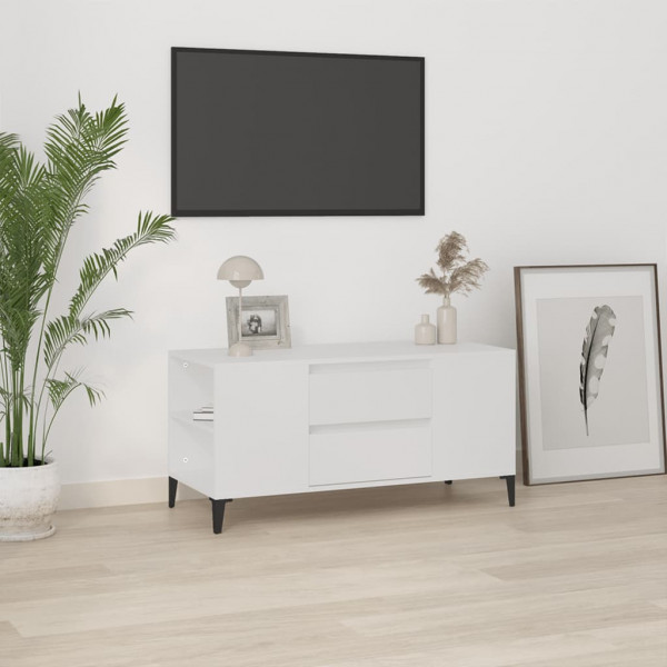 Mueble para TV madera contrachapada blanco 102x44.5x50 cm D