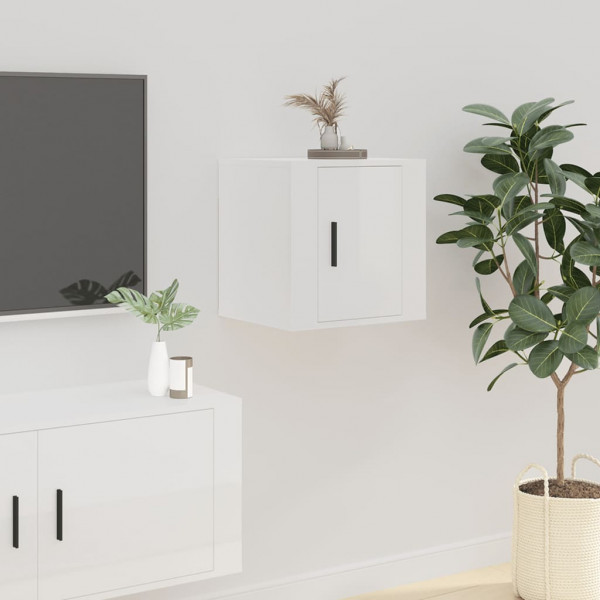 Mueble para TV de pared blanco brillante 40x34.5x40 cm D