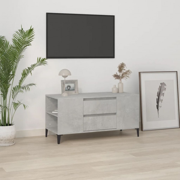 Mobiliário de TV madeira contraplacada cinza concreto 102x44.5x50 cm D