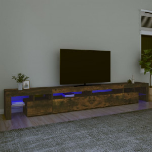 Mueble de TV con luces LED color roble ahumado 290x36.5x40 cm D