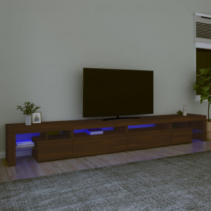 Mueble de TV con luces LED marrón roble 290x36.5x40 cm D