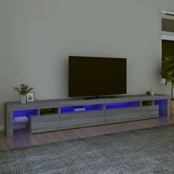 Mueble de TV con luces LED gris Sonoma 290x36.5x40 cm D