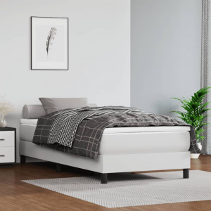 Cama box spring con colchón cuero sintético blanco 100x200 cm D