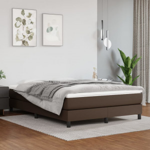 Estructura de cama box spring cuero sintético marrón 140x200 cm D