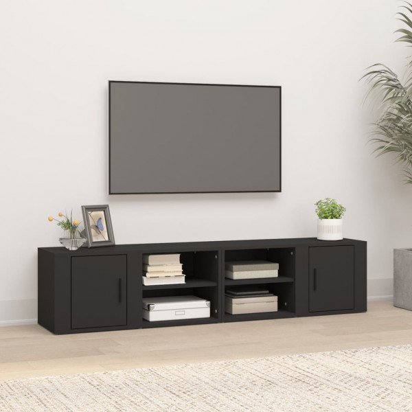 Muebles para TV 2 uds madera contrachapada negro 80x31.5x36 cm D