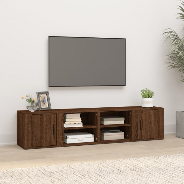 Mueble TV 2 uds madera contrachapada roble marrón 80x31.5x36cm D