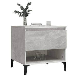 Mesa auxiliar de madera contrachapada gris hormigón 50x46x50 cm D