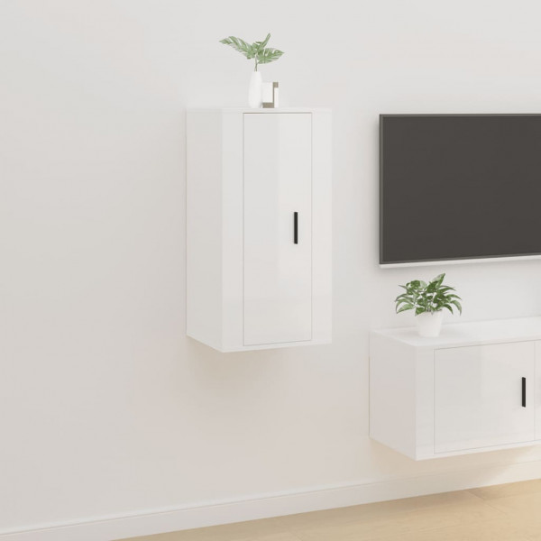 Mueble para TV de pared blanco brillante 40x34.5x80 cm D