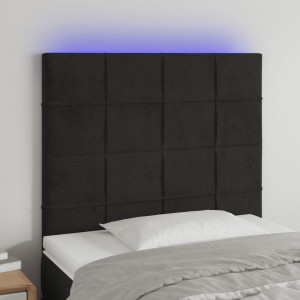 Cabecero con luces LED terciopelo negro 80x5x118/128 cm D