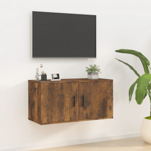 Mueble para TV de pared roble ahumado 80x34.5x40 cm D