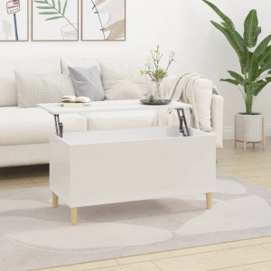 Mesa de centro madera contrachapada blanco brillo 90x44.5x45 cm D