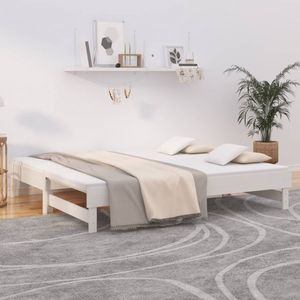Sofá cama extraíble madera maciza de pino blanco 2x(75x190) cm D
