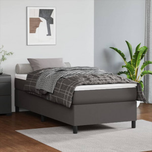Estructura de cama box spring cuero sintético gris 80x200 cm D