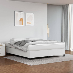 Estructura de cama box spring cuero sintético blanco 160x200 cm D