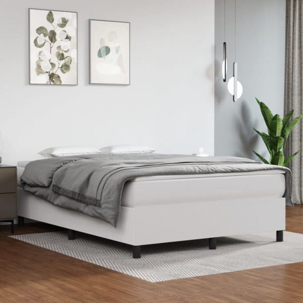 Estrutura da cama box spring de couro sintético branco 140x190 cm D