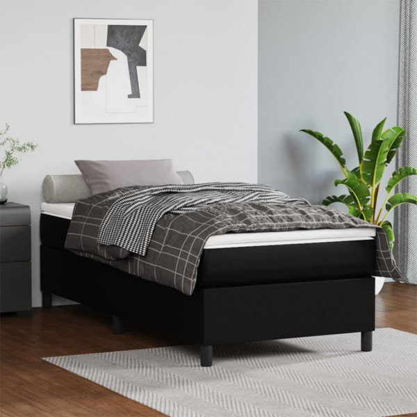 Estrutura da cama box spring couro sintético preto 90x190 cm D