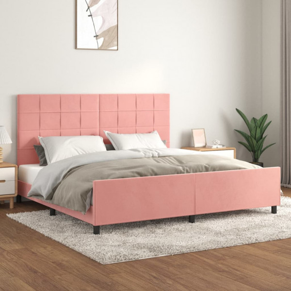 Estrutura de cama em veludo rosa com cabeceira 200x200 cm D